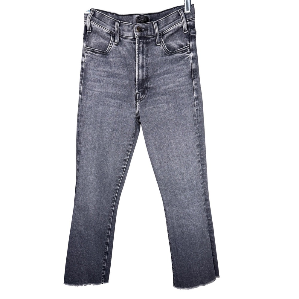 Mother Hustler Ankle Fray Gray‎ Wash High Rise Crop Jeans Made in USA